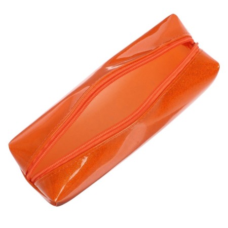 Penal soft, 1 compartment, quadro, 60 x 195 mm, calligrata K-621, artificial leather, varnish with scenes, orange-3