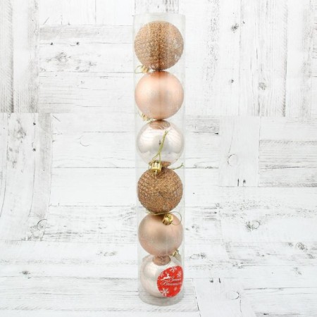 Set of balls plastic D-6 cm, 6 pcs "Pattern Mix" Cream-1