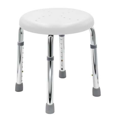 Bathroom stool with adjustable GO height, white