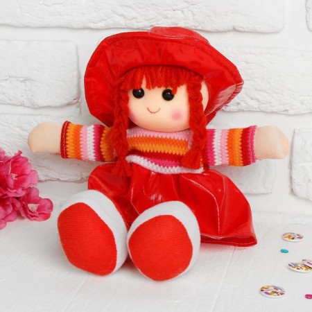 Soft toy "Doll", striped dress, Mix color