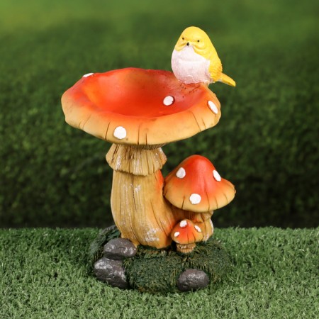 Garden figure - a drinker "Bird on a mushroom" 13x15x20cm ////-1