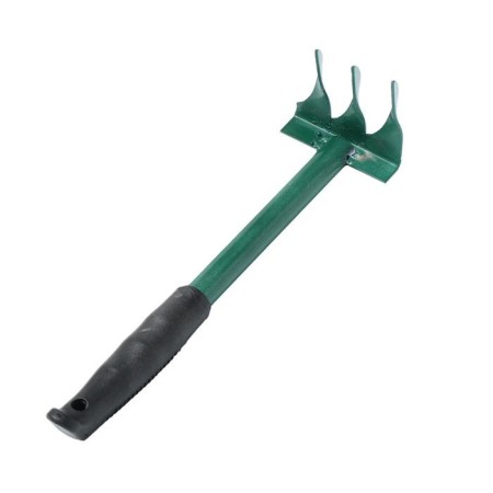Small straight rakes, 3 twisted teeth, length 38 cm, metal, metal handle, mix-2