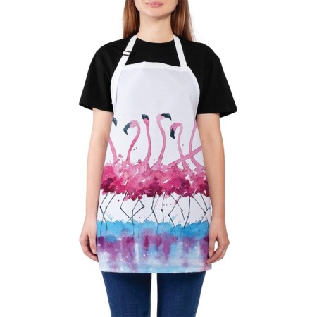 Apron of a kitchen apron with a “flamingos of a watercolor”, adjustable, size OS