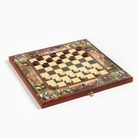 Board game 3 in 1 "Borodino": chess, checkers, backgammon, board wood 50 x 50 cm-1