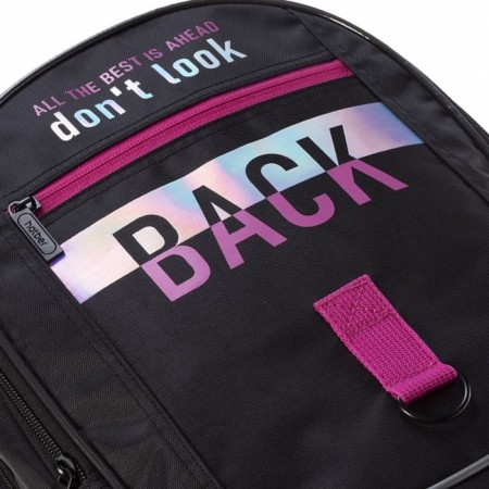 Youth backpack 42 x 30 x 20 cm, ergonomic back, Hatber Street, Don’t look Back, black NRK_90094-6