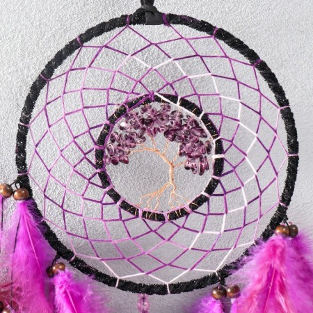 Dreaming Catcher 2 Rings "Tree of Life" Violet D = 7 b and 16 cm 16x60 cm-1