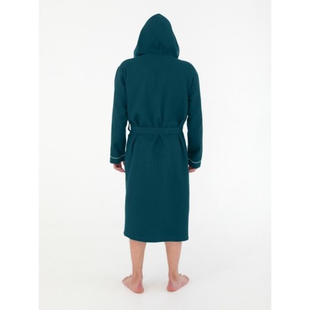 Male dressing gown with a hood, size 52, emerald color-1