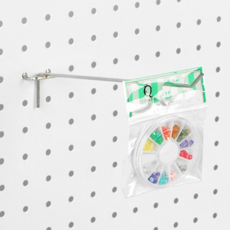 A single hook for a metal perforated panel, step 25 mm, d = 3.5 mm, l = 250 mm, chromium color-2