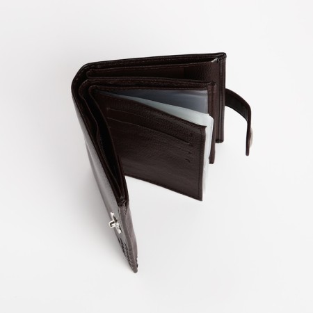 Male purse on Magnet, 3 in 1, for bills, auto documents and passports, brown color-3
