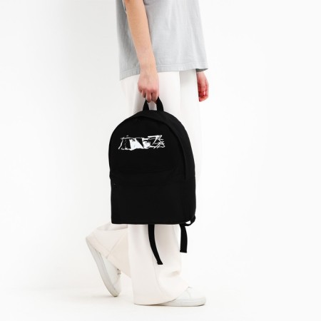 Backpack school textile "anime", with a pocket, 27x11x37, black color-7