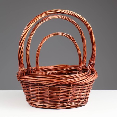 A set of baskets, 3 pcs, 36x14/39 cm, 30x12/34 cm, 23x8/25 cm, brown IV-3