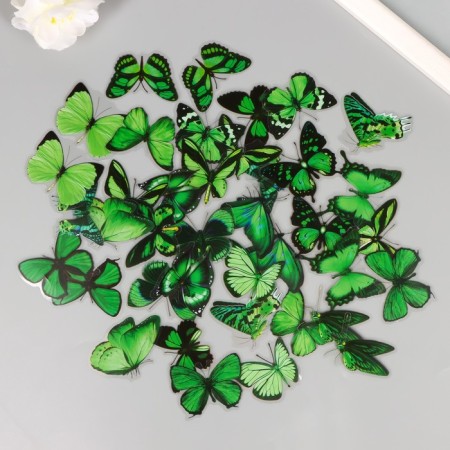 PVC stickers "Green butterflies" set 40 pcs 8x7 cm