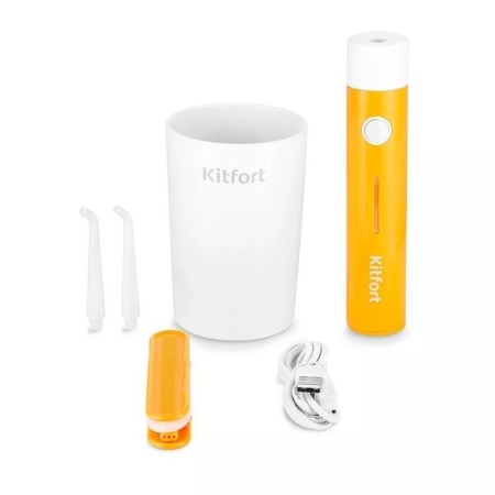 Irrigator KitFort KT-2957-4, portable, 320 ml, 3 modes, 2 nozzles, from battery, white/orange.-6