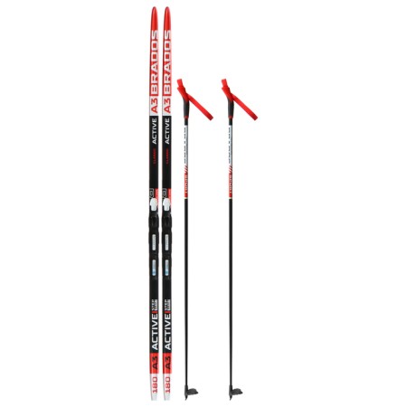 Ski kit: plastic skis 180 cm with a notch, fiberglass sticks 140 cm, SNS mounts, MIX color-17