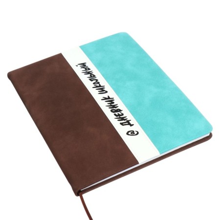 Universal diary for grades 1-11 "strip", solid cover of artificial leather, silkography, lies, 48 ​​sheets, chocolate+turquoise-1