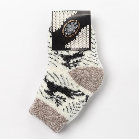 Children's woolen socks "deer", white color, size 22-2