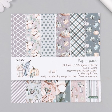 A set of scrapbooking paper 24 sheets 12 projects "pumpkins and flowers" 160 grams 15.2x15.2 cm