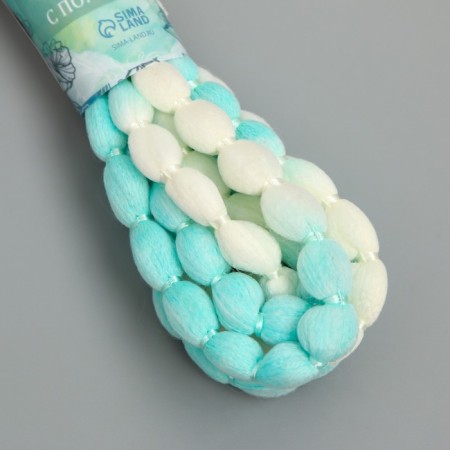 Pomponing cord "White with turquoise" winding 2 m-2