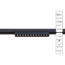 Magnetic track lamp Arte LAMP Optima A7288PL-1BK, LED, 10 W, 2.2x21.6x4.7 cm, 710 lm, black