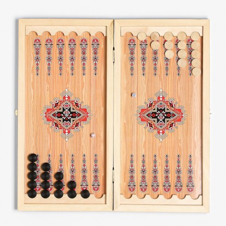 NARDS "Blue Pattern", wooden board 50 x 50 cm, with a field for playing checkers-1