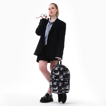 Backpack School Textile "Anime", 42x14x28 cm, black color-9