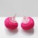 Earrings plastic "Caramel" heart, bright pink color