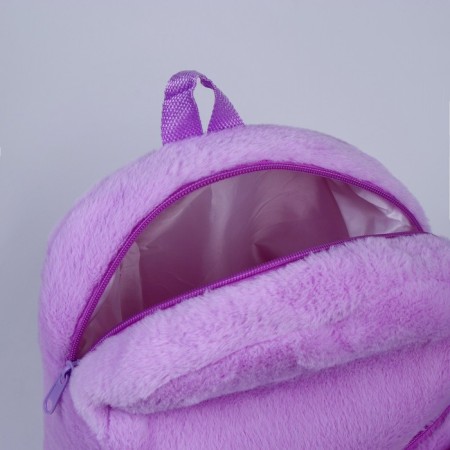 Baby backpack for a girl "Kitik", plush, purple color-5