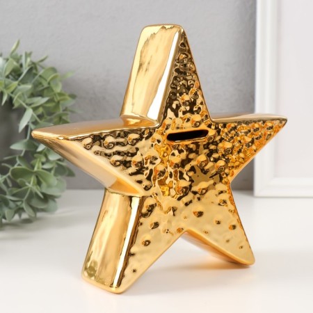Piggy bank ceramics "Golden Star" 19.5x5.5x19.5 cm-3