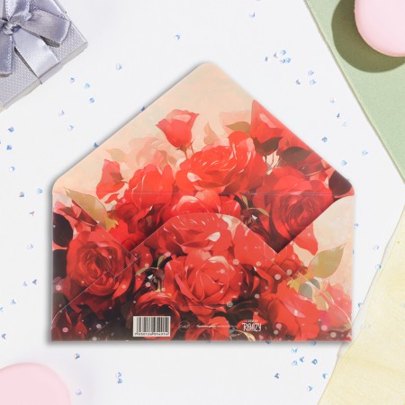 Money envelope "Happy holiday!" Red roses, 16.5 x 8 cm-1