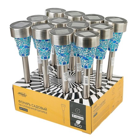 Garden lamp on the sunny battery "Blue stained glass", 7 × 38.5 × 7 cm, 1 LED, glow white-3