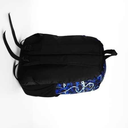 School backpack from textiles on lightning, 3 pockets, blue color-3
