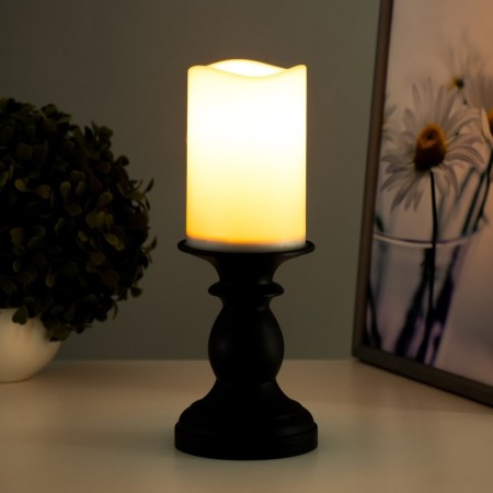 Spinker "Candle on a stand" LED from 2haa batteries Black with a golden patina 9x9x24 cm Risalux-2