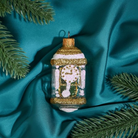 Christmas tree decoration "Clock-Tumb", a transparent series, in a gift package, H-11CM