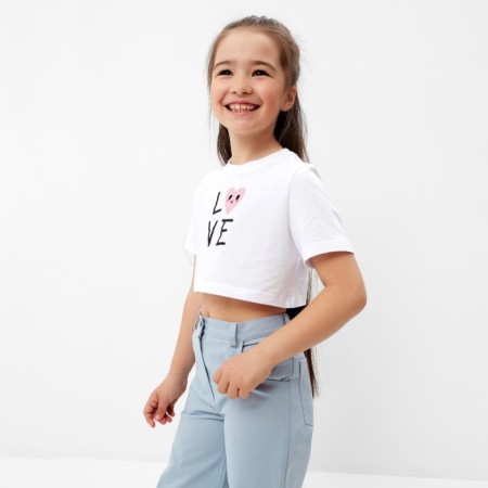 T -shirt Children's shortened KAFTAN "LOVE", p. 38 (146-152 cm), white-3