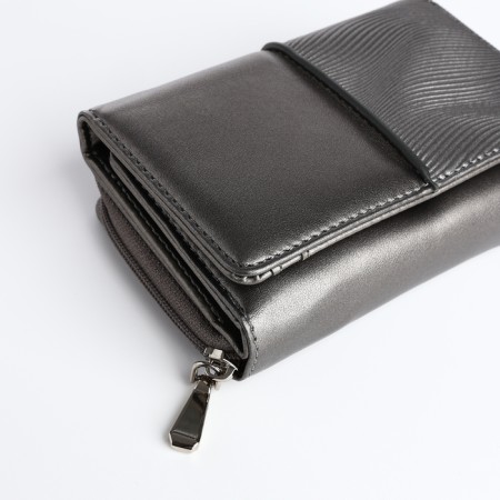 Women's wallet on the button, gray color-3