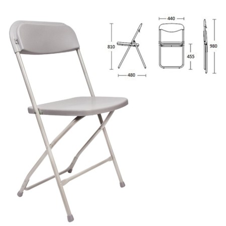 Folding Brabix "Golf CF-002", gray frame, gray plastic