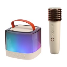 Mini Karaoke system T7, 5 W, microphone, 1800/800 mach, Jack 3.5, Type-s, RGB, beige