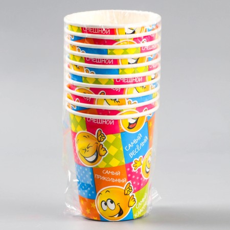 A one -time paper glass "Merry Smiley" (250 ml)-3