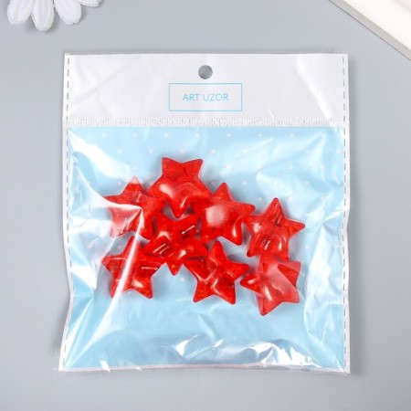 Busina Plastic for the creativity "Star. Stone ice" transparent red 1.3x2.6x2.6 cm-3
