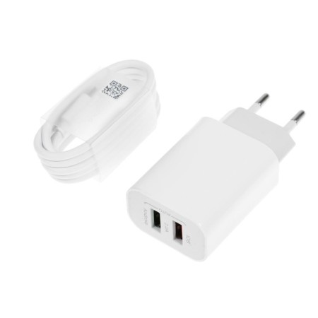 Network charger Luazon LCC-96, 2 USB, 2 A, MicroUSB cable, white-2