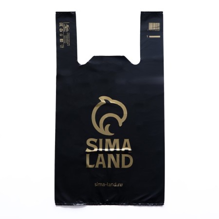 Sima Land package, plastic T -shirt, black 30 x 55 cm, 21 μm