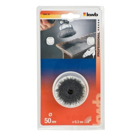 Cup brush for a drill kwb, d = 50 mm, wire d = 0.3 mm, shank d = 6 mm, steel HSS-1
