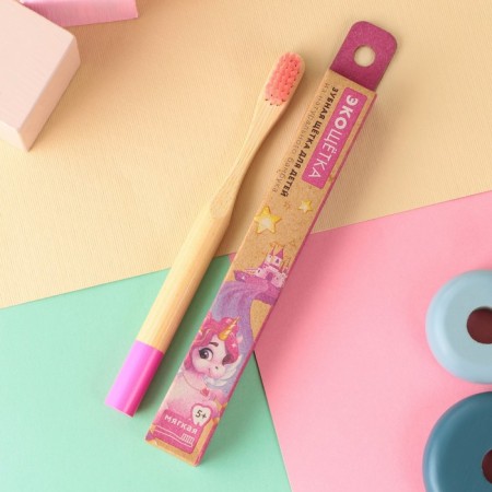 Baby toothbrush, bamboo "Funny unicorn"-1