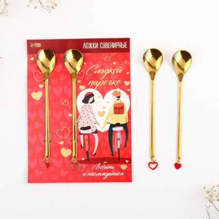 A paired spoon with a suspension of a "sweet couple", 2.7 x 14, 8 cm-2