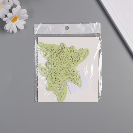 Stick Paper "Butterflies with leaves" matte green set 12 pcs 12 cm, 10 cm, 8 cm-2