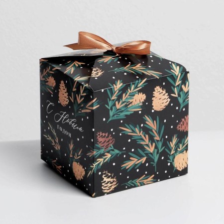 Folding box "cones", 12 x 12 x 12 cm, new year-2