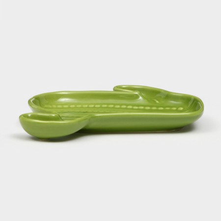Ceramic Cactus plate, 20x18 cm, green, 1 variety, Iran-1