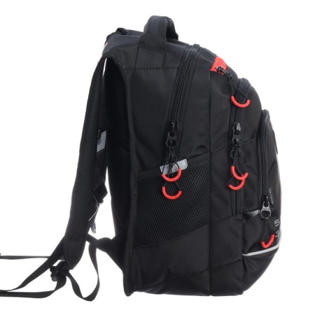 School backpack, 40 x 25 x 22 cm, Grizzly, ergonomic back, laptop department, black/red-3