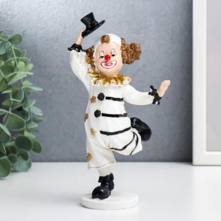 Polystone souvenir "Clown in a striped suit" Black and white with gold 18x7x10 cm