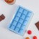 Form for ice “Cube”, silicone, 11.7 × 18.7 × 3.4 cm, 15 cells (3.4 × 3.4 cm), blue color